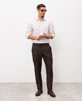 ISAIA Коричневі штани з льону PNC016P9120