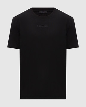 Balmain Чорна футболка з логотипом GH0EG000BD10