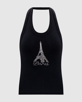 Vetements Чорний топ з кристалами WE76TT522B