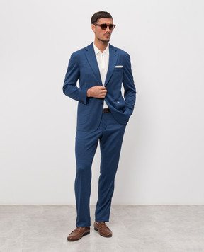 Stefano Ricci Синий костюм из шерсти и шелка M1SFM2T819WK003Q