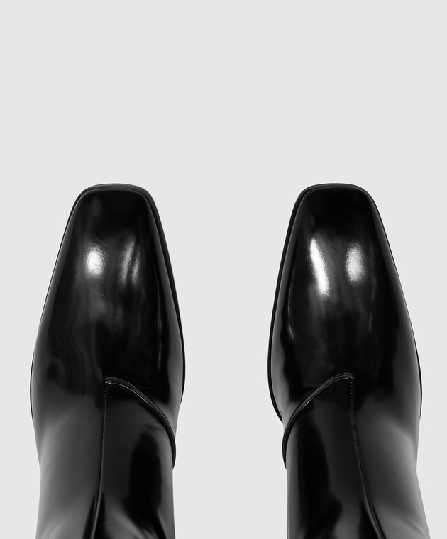 Saint Laurent Черные кожаные сапоги глянцевые Marilyn A001EUAAAZY изображение 4