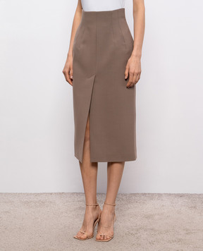 Thierry Mugler Коричнева спідниця-олівець з вовною 26S1JU05911032