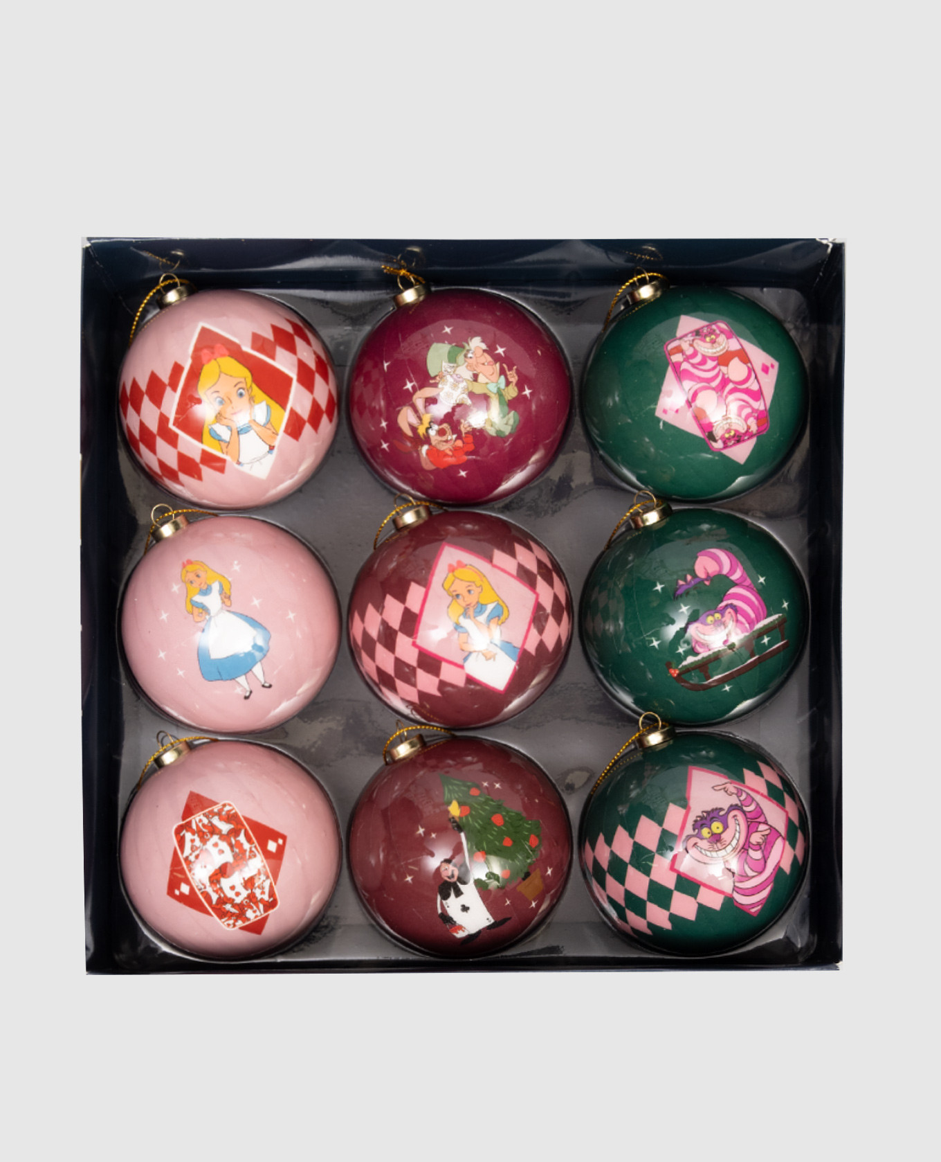 

Набор елочных шаров Alice in Wonderland 9 шт, Разноцветный, Елочные украшения