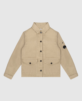 C.P. Company Дитяча бежева куртка в стилі сорочки з льоном CUA006LZC011014
