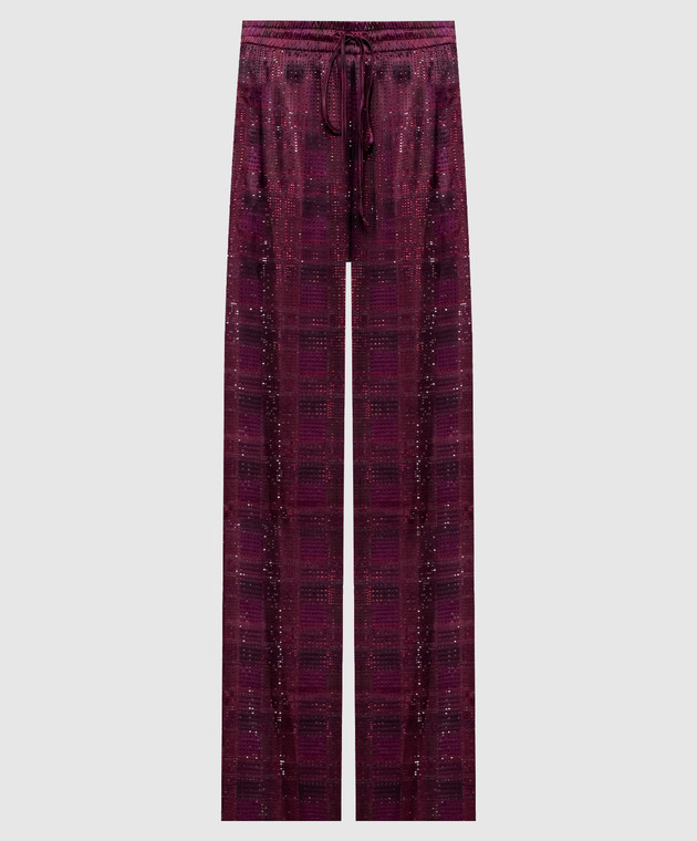 Ermanno Scervino Розовые брюки из шелка с кристаллами D492P353CTWWK