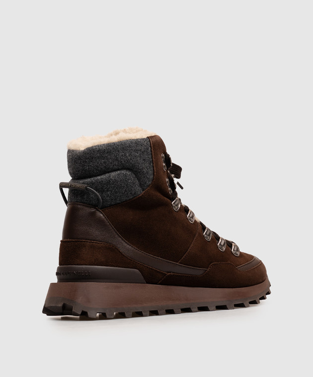 Brunello Cucinelli Коричневые замшевые ботинки на меху MZSFG3377 изображение 3