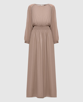 Peserico Бежева сукня максі з ланцюжком моніль E0223802361