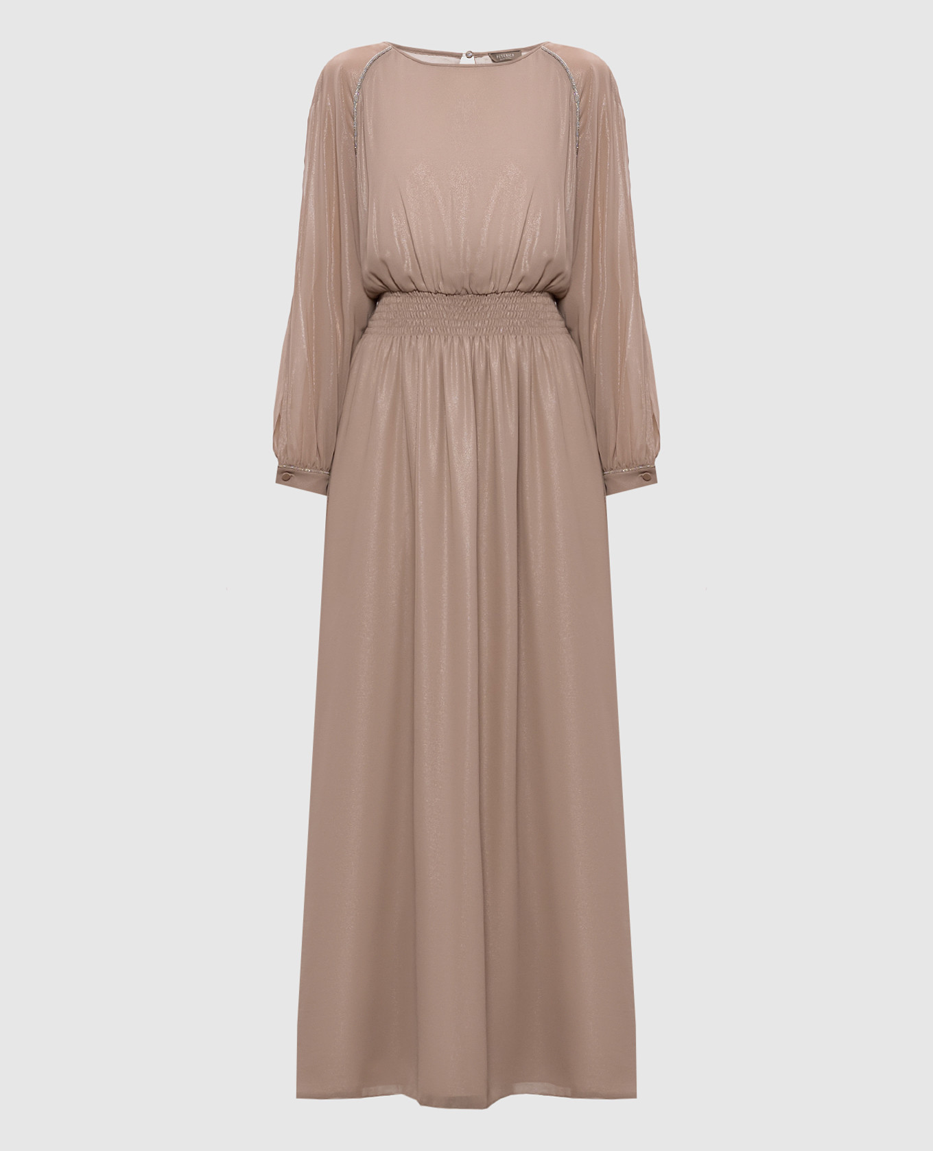 

Бежевое платье макси с цепочкой мониль, Бежевый, Вечерние платья