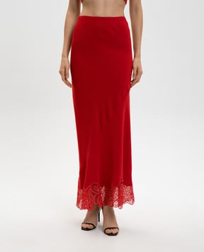 Ermanno Scervino Червона спідниця максі з мереживом D482O387APOWQ