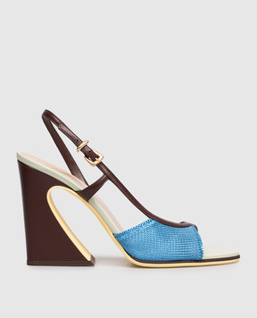 Fendi Коричневі комбіновані босоніжки Arco 8X8929AWKS