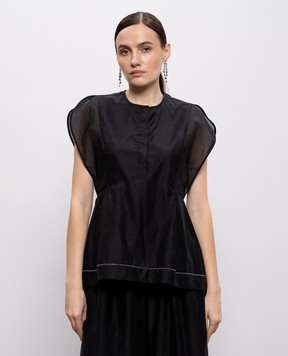 Peserico Черный топ с шелком E0602508372