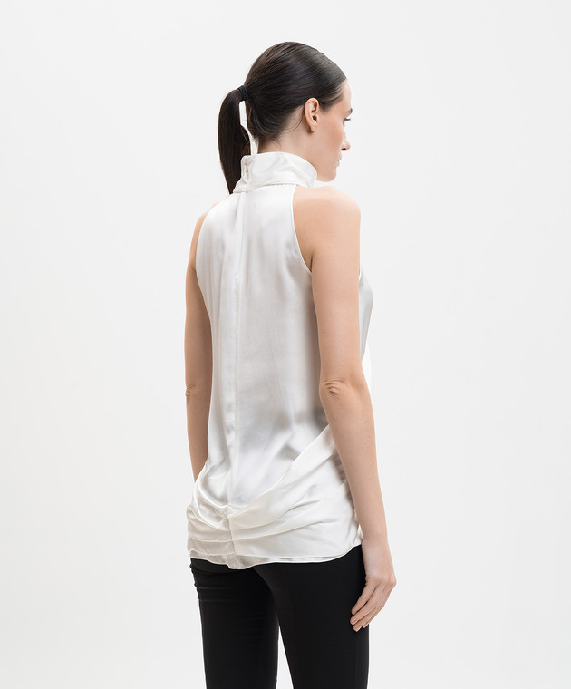Balmain Белый топ из шелка GF0AG905SE95 изображение 4