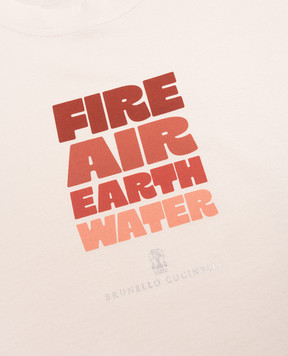 Brunello Cucinelli Дитяча бежева футболка з принтом B0T81T485C