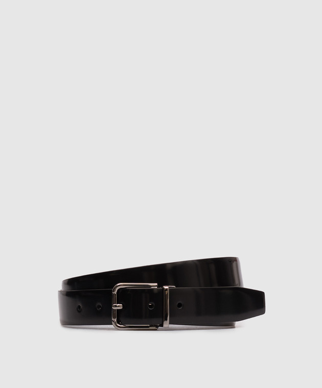 Dolce&Gabbana Черный кожаный глянцевый ремень BC4703AI935