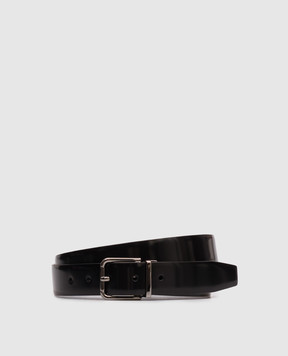 Dolce&Gabbana Черный кожаный глянцевый ремень BC4703AI935