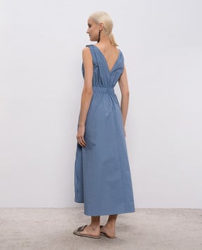 Brunello Cucinelli Синее платье миди с цепочкой мониль M0F79A5092