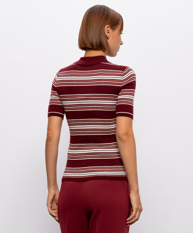 Max Mara Бордовый топ TALLERO из шелка и шерсти в полоску MSTTALLERO изображение 4
