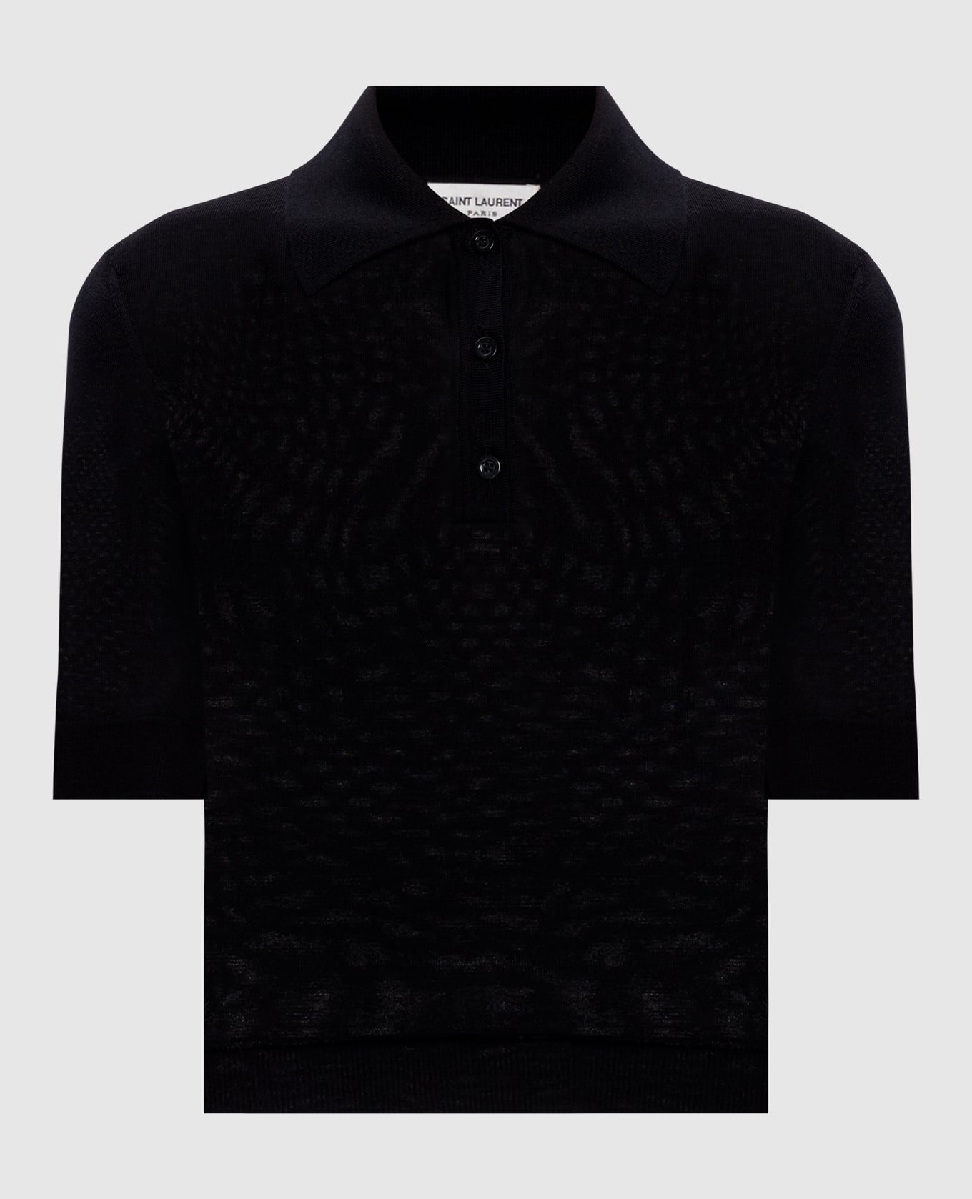 Черное поло из шерсти, кашемира и шелка