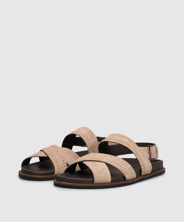 Canali Бежевые замшевые сандалии RB01274481203 изображение 2