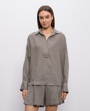 Brunello Cucinelli Зелена сорочка з льону MA698MQ705