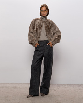 Brunello Cucinelli Бежевый гольф с кашемиром и шелком M41800063
