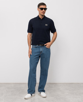 Dolce&Gabbana Синє поло з патчем логотипа G8PL4TG7P1D