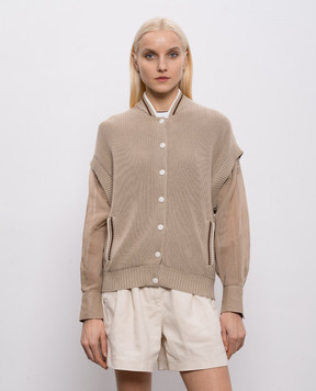 Brunello Cucinelli Бежевий кардиган подвійної конструкції M19759406