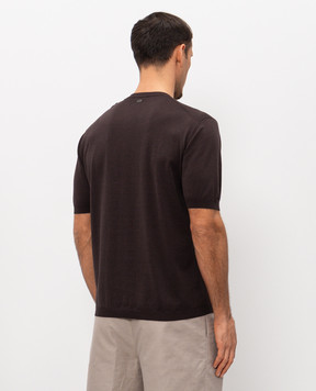 Agnona Коричнева футболка з шовком KT11U150Q1812