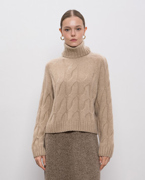 Allude Бежевий светр з кашеміру та шовку у візерунок 25577003
