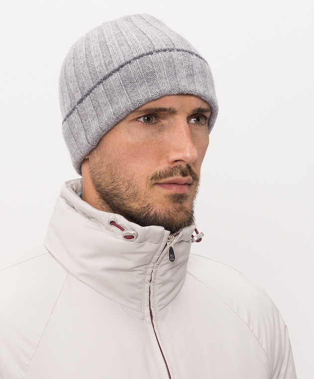 Brunello Cucinelli Шапка серого цвета из кашемира M2240900 изображение 2
