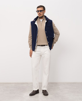 Brunello Cucinelli Бежевый свитер из кашемира с молнией M2200124