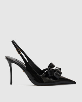 Dolce&Gabbana Черные кожаные глянцевые слингбеки с бантами CG1114A1037