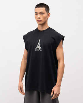 Vetements Черная футболка без рукавов Paris ME76TR262B