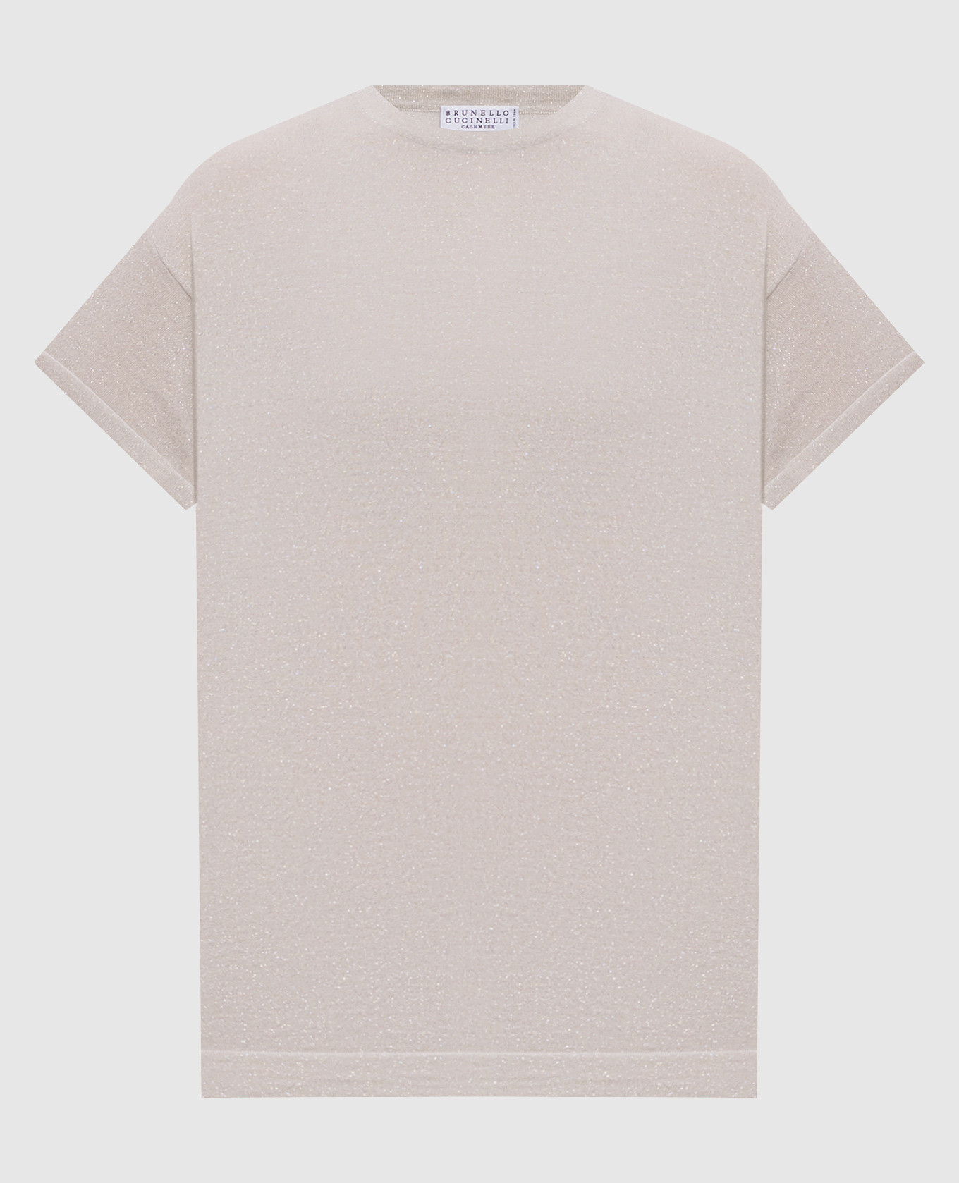 Серая футболка с кашемиром и шелком с люрексом