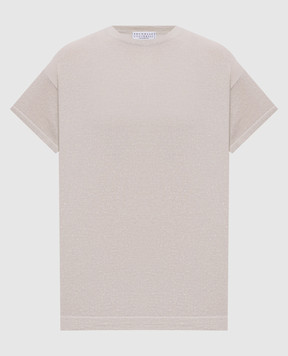 Brunello Cucinelli Серая футболка с кашемиром и шелком с люрексом M41810000