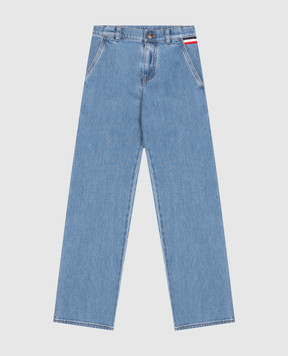 Moncler ENFANT Детские синие джинсы с нашивкой логотипа L29542A00004598A1