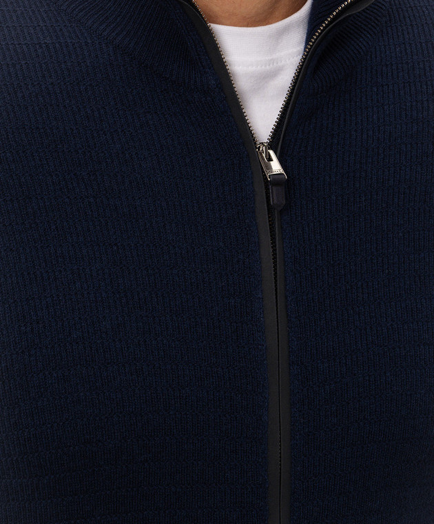 Canali Синій кардиган з вовни та кашеміру MK02547C1238 зображення 5