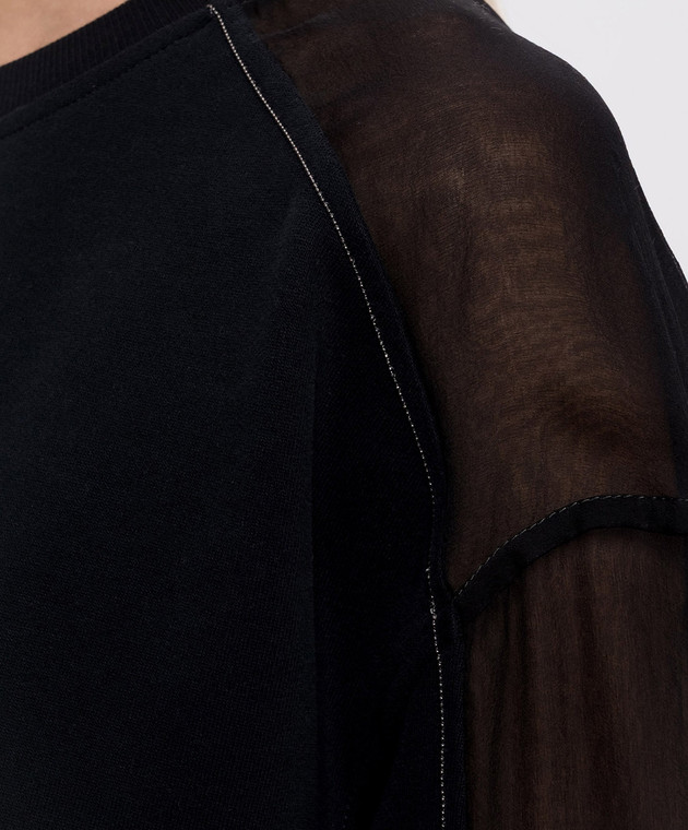Brunello Cucinelli Чорний світшот з ланцюжком моніль MN05NB2R00 зображення 5