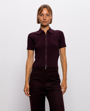Victoria Beckham Бордовий топ в рубчик на блискавці 1326KTP007305A