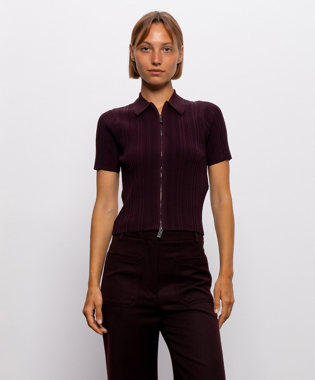 Victoria Beckham Бордовый топ в рубчик на молнии 1326KTP007305A изображение 3
