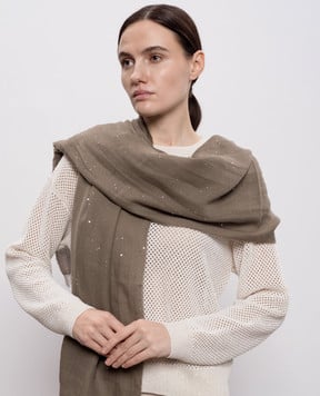 Peserico Коричневий шарф з паєтками A31536C0CC750
