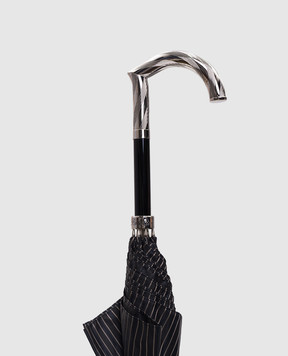 Pasotti Черный зонтик-трость в полоску с логотипом OMIT478MILLENIU514063