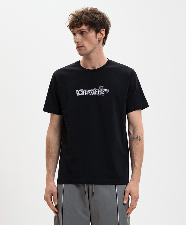 Off-White Чорна футболка з принтом 44MAA027S26J007 зображення 3
