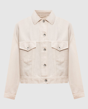 Brunello Cucinelli Бежевая джинсовая куртка с цепочкой мониль ML9967674