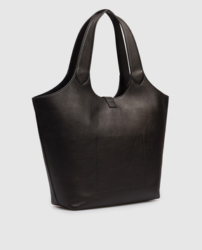 Twinset Черная кожаная сумка-тоут с логотипом 261TB7130