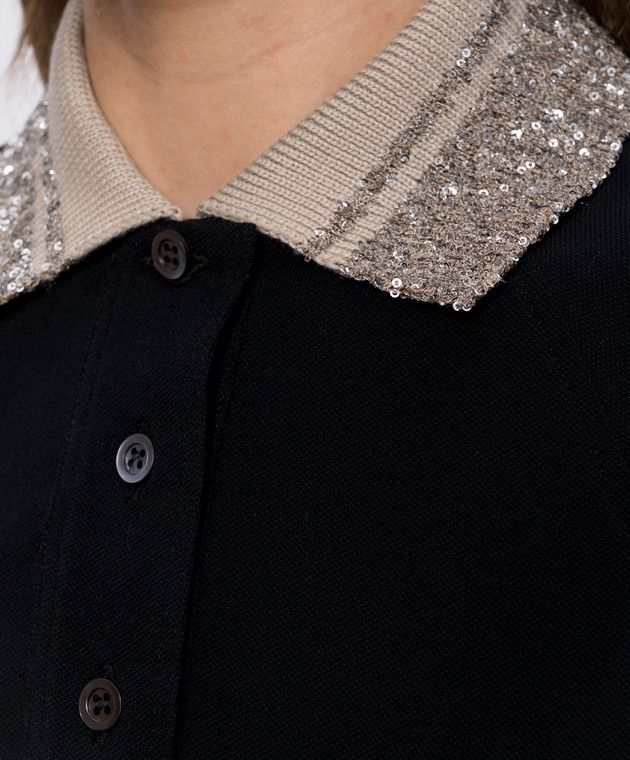 Brunello Cucinelli Чорне поло з контрастним коміром M0T63EJ115 зображення 5