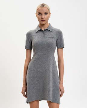 Givenchy Серое платье-поло из шерсти и кашемира с логотипом BW22SH4ZTA