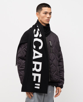 Off-White Чорний шарф з вовни з логотипом OMMA067F25KNI002