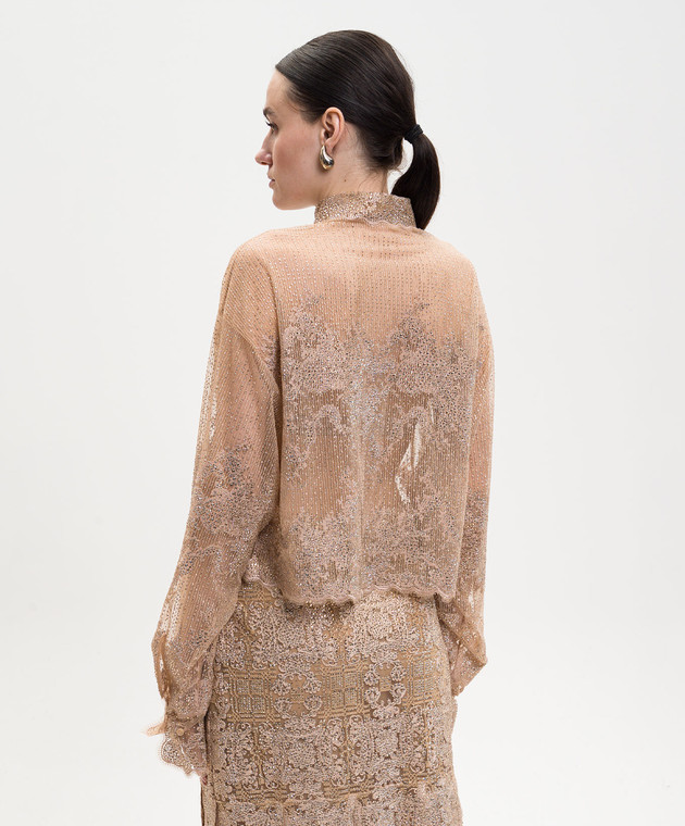 Ermanno Scervino Бежева блуза з кристалами D482K726CTUJP зображення 4