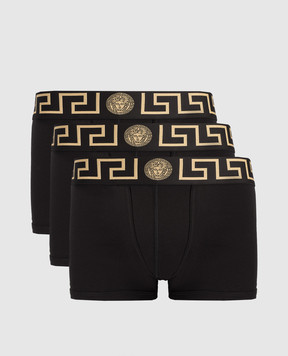 Versace Набір чорних трусів-боксерів з емблемою AU103261A10011